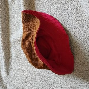 NWT. crewcuts by J.Crew reversible sunhat in corduroy. Size M-L. Pink and Brown